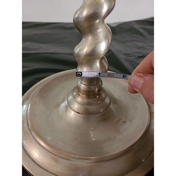 Silver Pewter Chunky Swirl Twisted Spiral Silver Candlestick Holders 20.5" - Picture 8 of 10